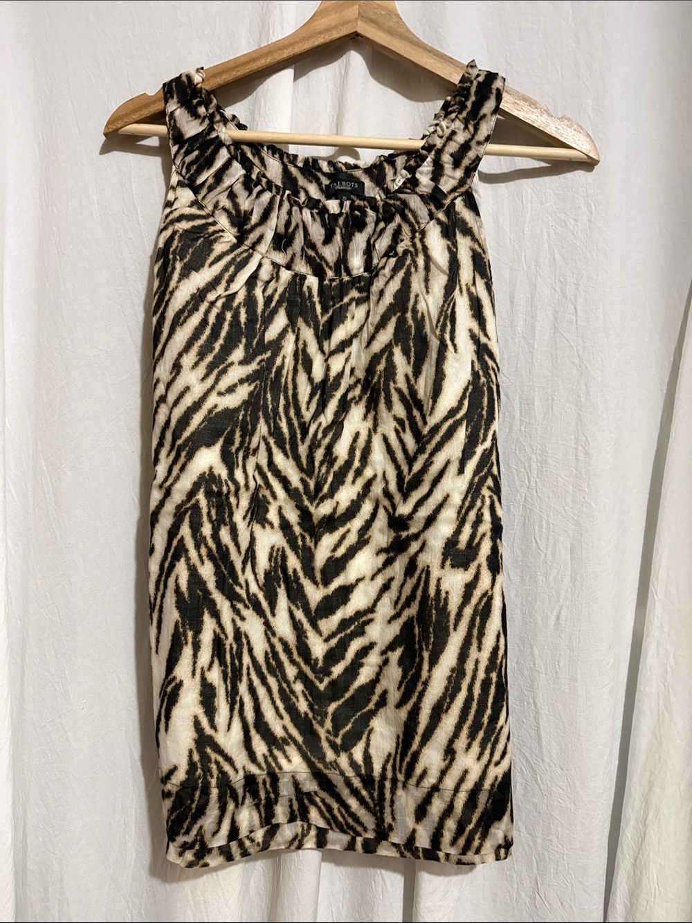 Talbots Black and Cream Zebra-Print Sleeveless shirt